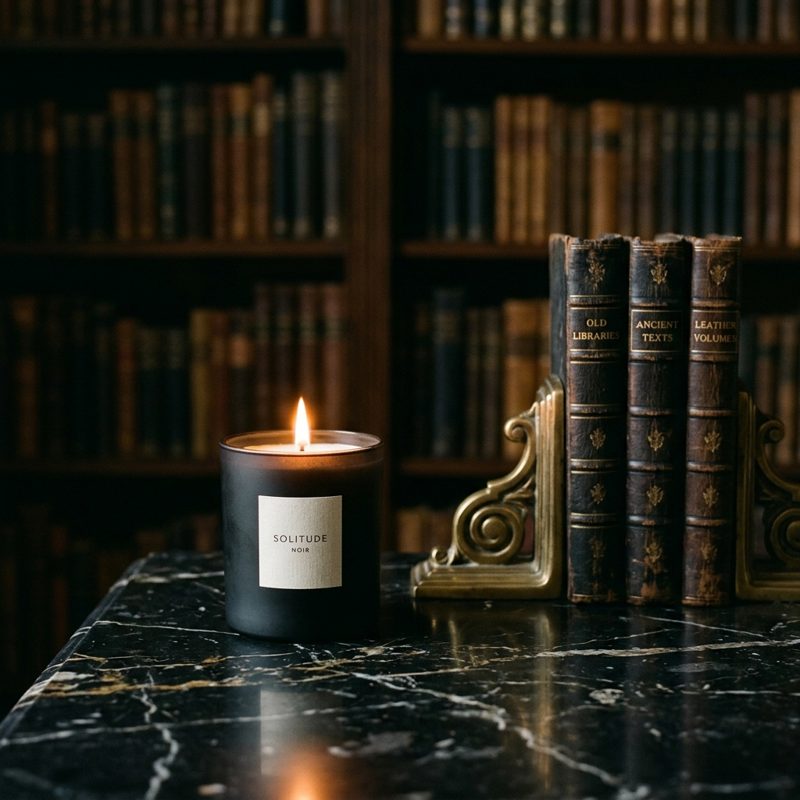 ÆMBER candle on black marble
